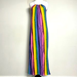 Love Women’s Rainbow Halter Sheath Maxi Dress Size Medium
